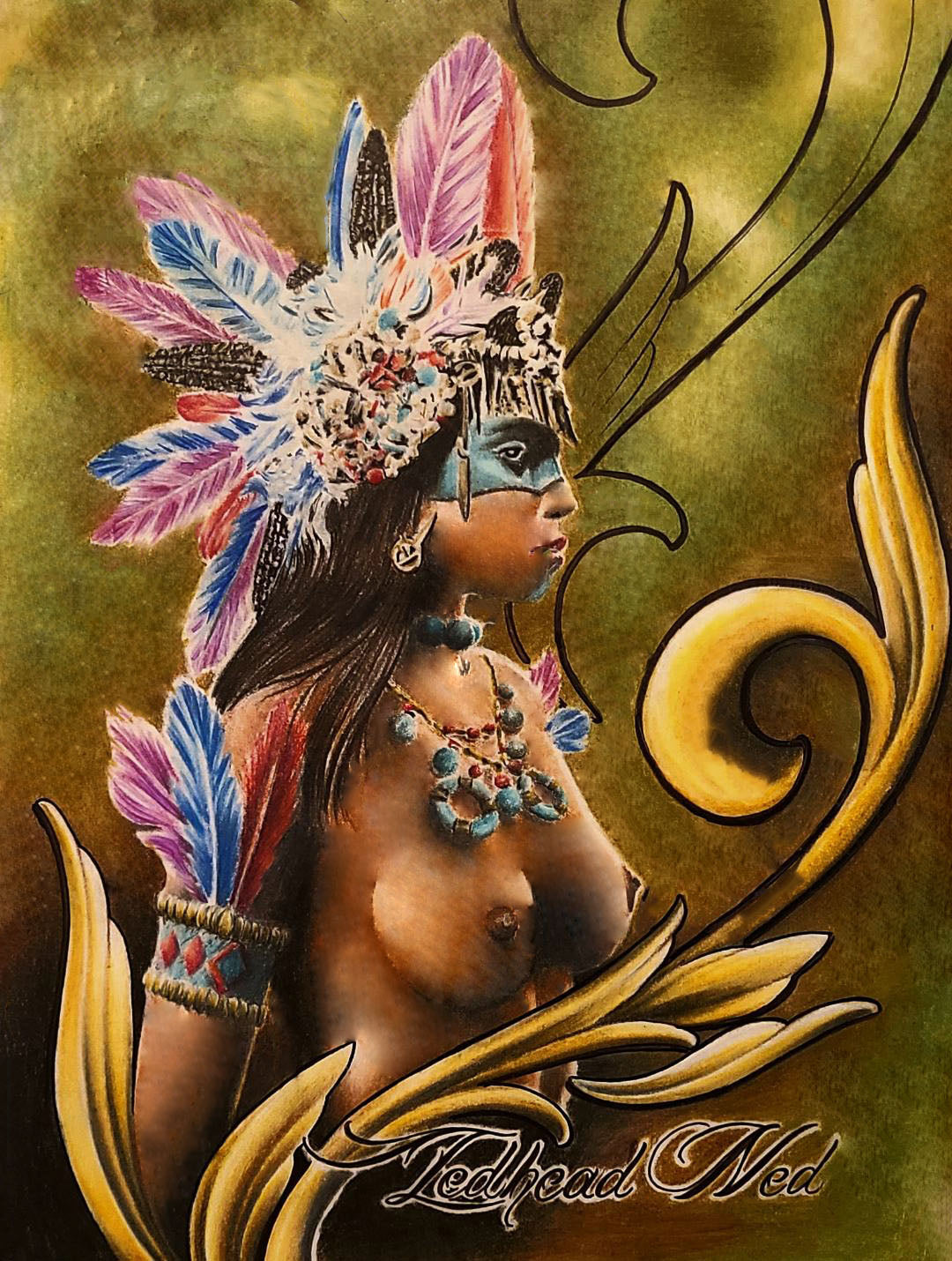 A. Aztec Woman canvas print 14 x 10