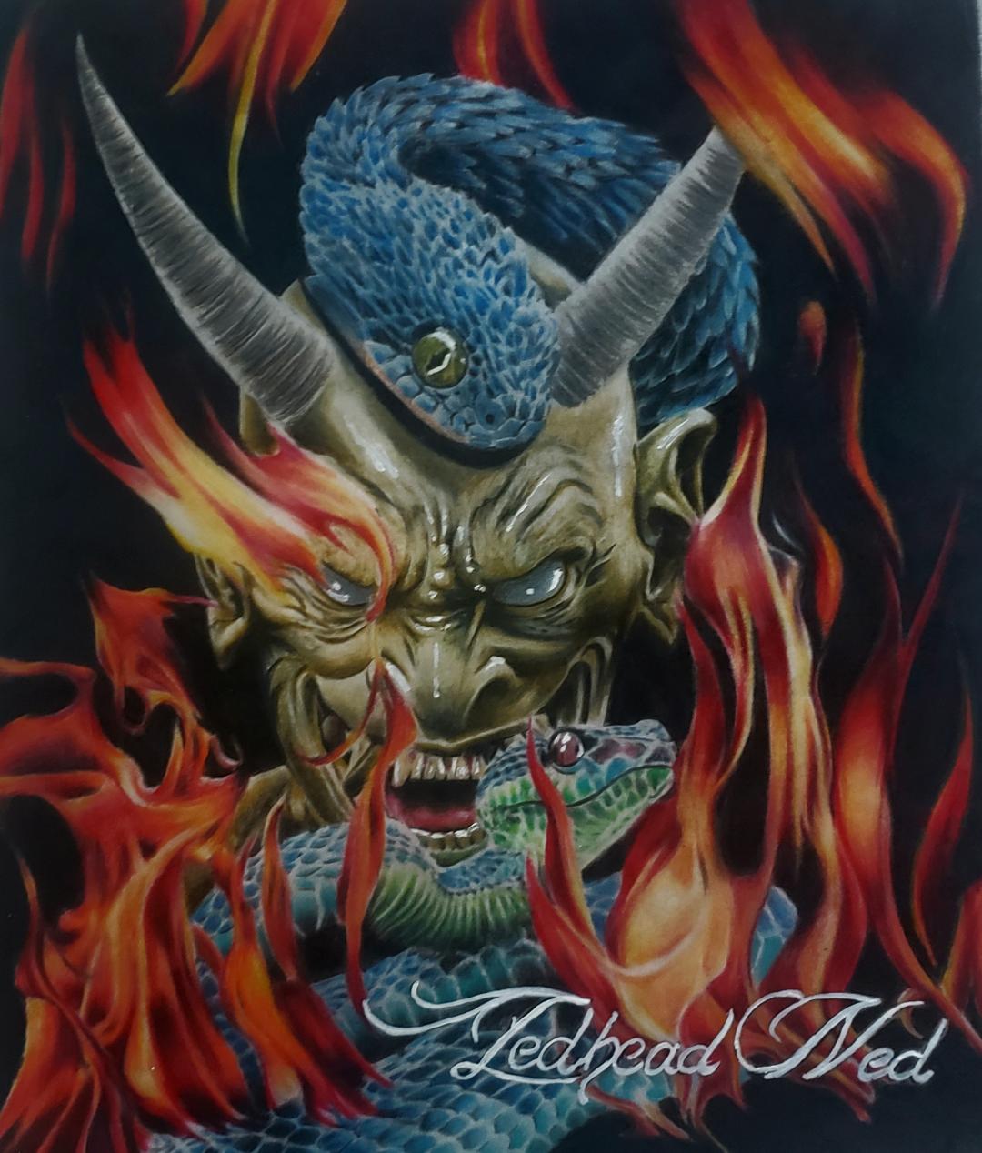 A. Oni Mask Canvas Art